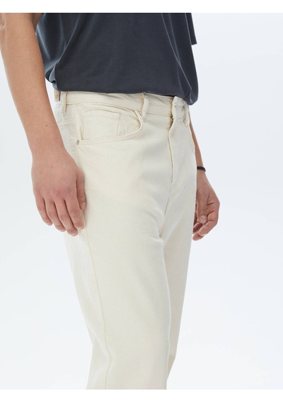 Kip Açık Bej Düz Dokuma Carrot Fit Casual Pamuk Karışımlı Pantolon Bej