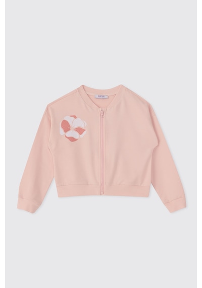 Panço Kız Çocuk Baskılı Pembe Sweashirt