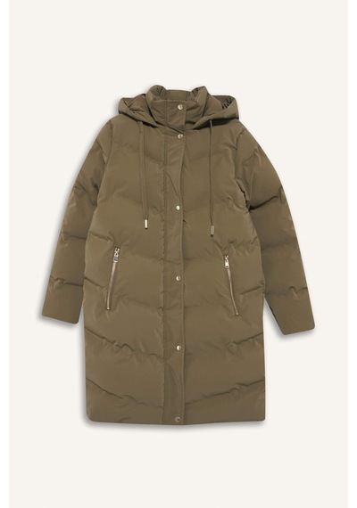 Defacto Regular Fit Kapüşonlu Fermuarlı Parka F2876ax25wnkh402 Haki-kh402
