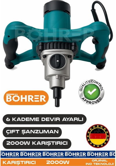 Böhrer Ba011145 Alman Designe Ba011145 Çift Kademe Güç. Ve Hız Modu Şanzuman - 6 Kademe Devir Ayarlı - Orjinal 2000w
