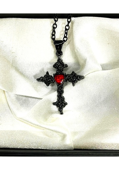 Dükkan Design İşelemeli Siyah Gotik Haç Kolye Siyah