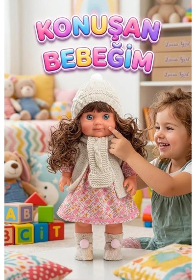 Lucia Girl Konuşan 35 Cm - Etkileşimli Kolları Bacakları Ve Kafası Et Kutulu Atkılı Oyuncak Bebek 79003860