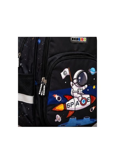 Kids Astronot Galakside İlkokul Çantası 41 Cm Su Geçirmez Okula Dönüş Siyah