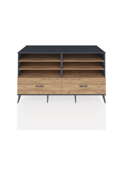 Kronos Konsol 6 Raflı 2 Çekmeceli 176x59x99 Antrasit-çam Antrasit-çam