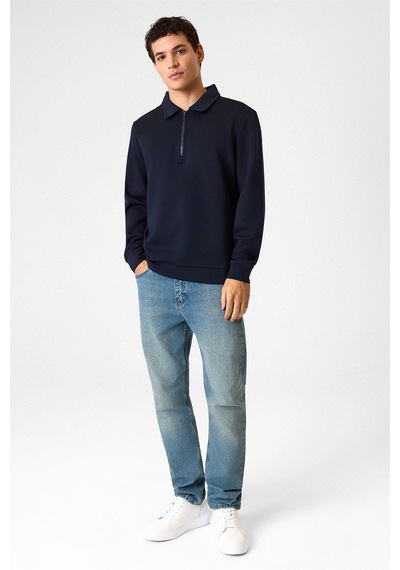 Backandbond Lacivert Fermuarlı Bordo Sweatshirt