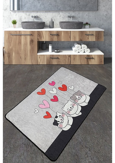 Kitten Banyo Halısı Djt 70x120 cm Banyo Halısı Paspas Kaymaz Taban Yıkanabilir