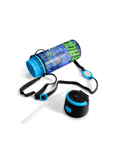 Coral High Kids Siyah Saks Ejderha Desenli Pipetli Alüminyum Matara 600 Ml 11942