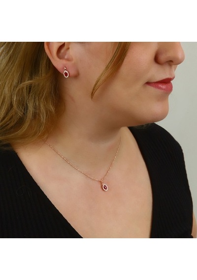 Argentum Concept - Zirkon Taşlı Rose Gümüş Set (219325391)