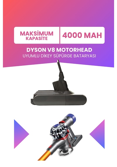 Dyson V8 Uyumlu Motorhead  Batarya 21.6 V 4000mah