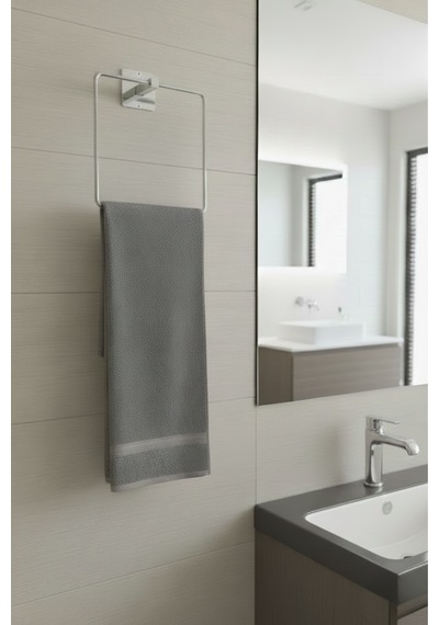 Yapışkanlı Krom Havluluk Kare Banyo Pratik Havluluk Krom
