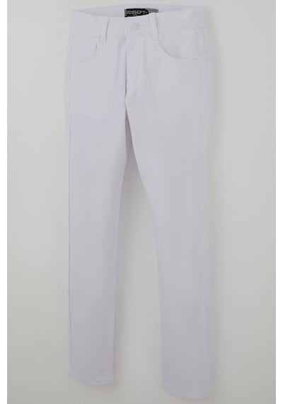 Konsept Erkek Çocuk Gabardin Pantolon Düğmeli Fermuarlı 10-14 Yaş , Beyaz