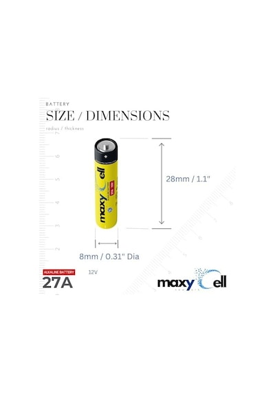 Maxycell 5 Adet 27a Alkalin Piller 12v - Uzaktan Kumandalar, Garaj Kapısı Açıcıları, Anahtarlıklar, Alarmlar, Sızdırmaz Tasarım İçin Yüksek Kapasiteli
