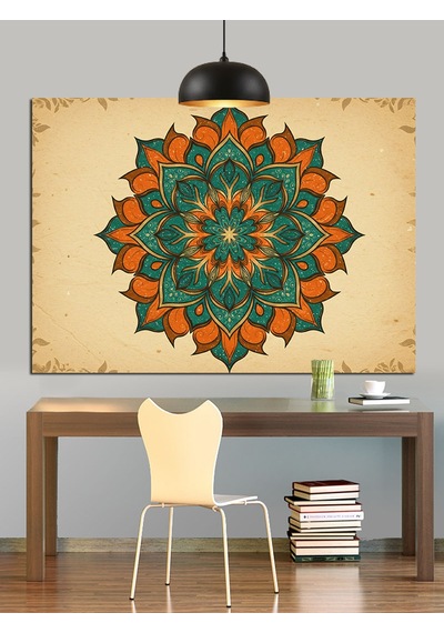 Mandala Desenli Yuvarlak Sanat Dekoratif Kanvas - Mdf Ahşap Tablo