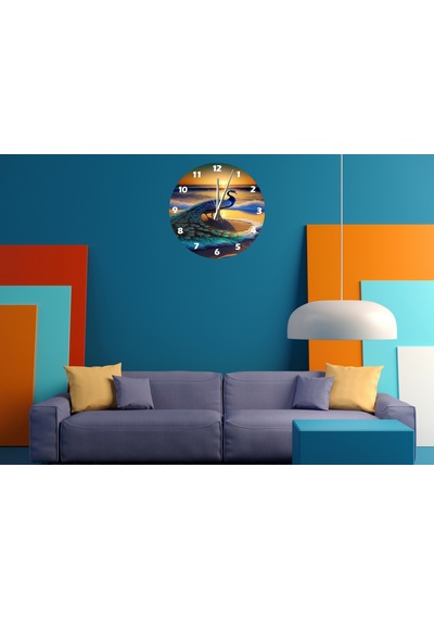 Ti-play Tavus Kuşu 30x30cm Akrilik Dekoratif Modern Duvar Saati ÇOk Renkli