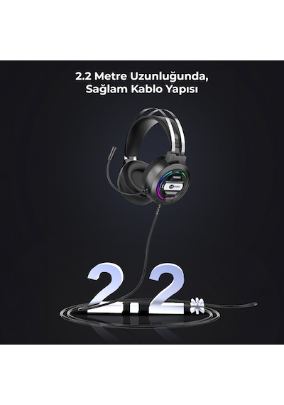 Lecoo HT401 Kablolu USB 2.0 RGB Mikrofonlu Kulak Üstü Gaming Kulaklık