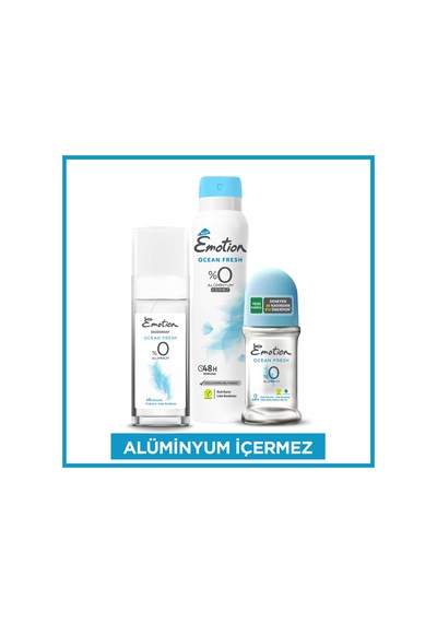 Emotion Ocean Fresh Deodorant 150 Ml, Roll On 50 Ml, Pump Sprey 100 Ml Seti