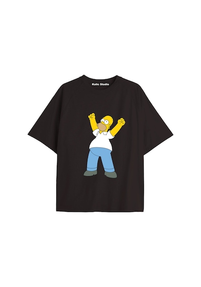 Kalic Studio Y2k Vintage Simpson Baskılı Siyah T-shirt Kod 299 Siyah-299