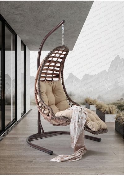 Capri Swing Bodrum Tekli Rattan Bahçe Salıncağı Balkon Salıncağı Renkli