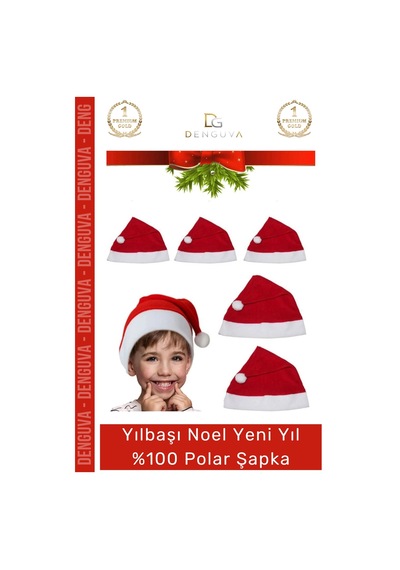 Şapka Kırmızı Yılbaşı Kostüm Aksesuarı Çocuk Yetişkin Şık Noel Baba 100 Polar Şapka 1 Adet