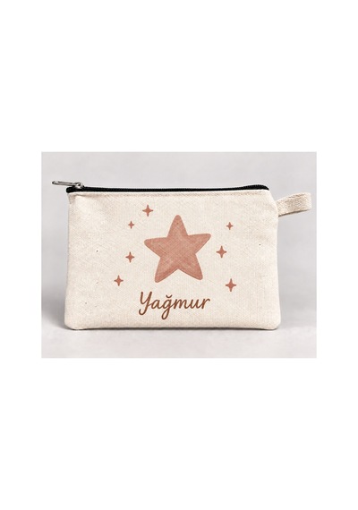 Kişiye Özel Parıltılı Yıldız Baskılı Fermuarlı Kalemlik 20x10 Cm Kalem Kutusu Çok Renkli