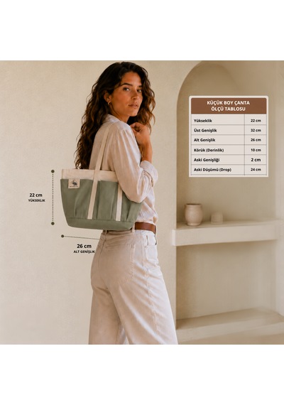 Bordglow Novaglow Design Serisi Küçük Boy - Siyah - Premium Kanvas Çanta - Tote Bag 9 Cep - Fermuarlı 32x22x10 Cm Füme