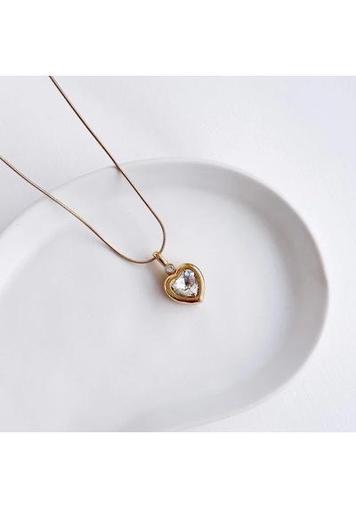 Golden Heart Çelik Kolye Gold Gümüş