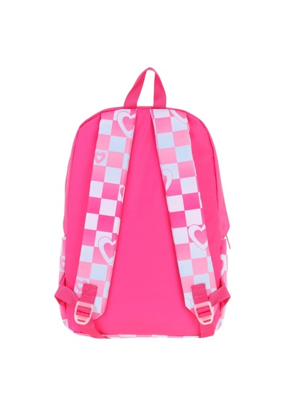 Kaukko Nature Kız Çocuk Üç Bölmeli Pembe Dama Ve Kalp Desenli Okul Sırt Çantası - K1788 Pembe