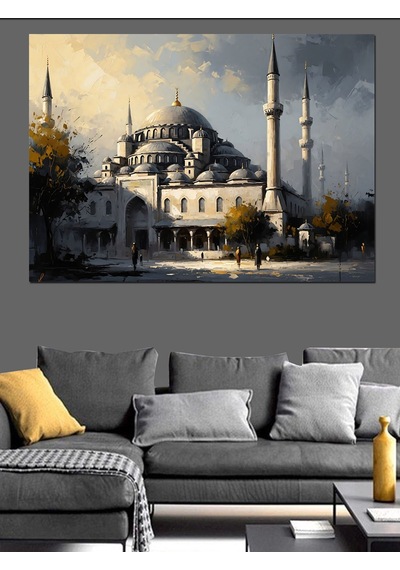 Ay Işığında Tarihi Sultanahmet Camii Dekoratif Kanvas - Mdf Ahşap Tablo