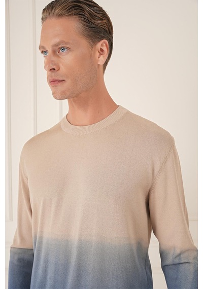 Efor Slim Fit Degrade Desen Bisiklet Yaka Mavi Triko Tr 866 Mavi