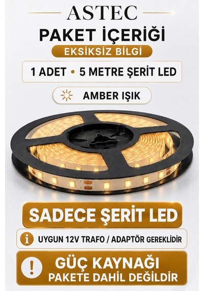 Astec 12v Şerit Led 5 Metre / 10 Metre Yapışkanlı Kesilebilir İç Mekân Aydınlatma Trafo Hariç Bütün Renkler 48546284