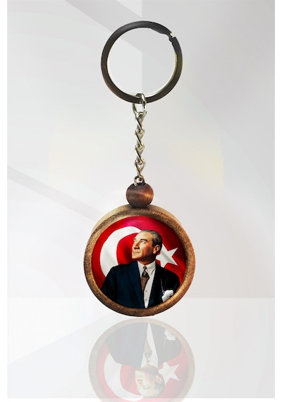Mustafa Kemal Atatürk Ahşap Anahtarlık Tek Ebat N11.12604