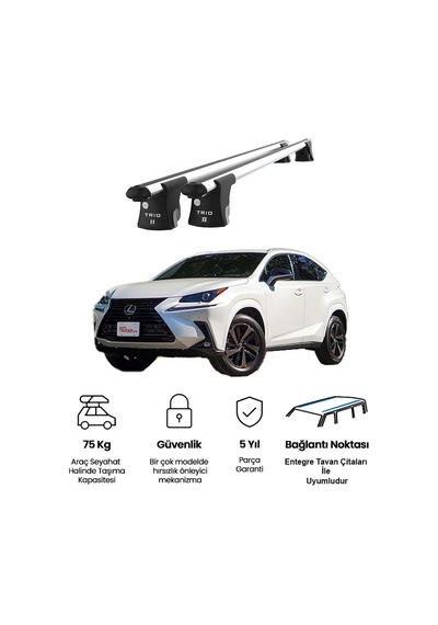 Trio-ıı Lexus Nx300 2015ve Sonrası Uyumlu Kilitli Ara Atkı 120cm Port Bagaj Tavan Barı