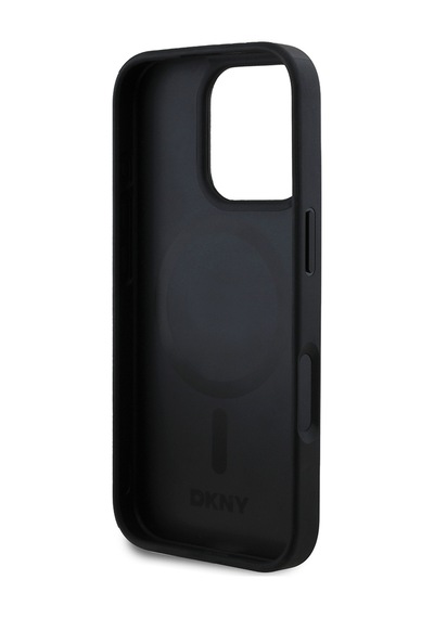 Apple Uyumlu iPhone 16 Pro Max Kılıf Dkny Lisanslı M-safe Şarj Özellikli 3d Yazılı Grid Pattern Kapak Kahverengi