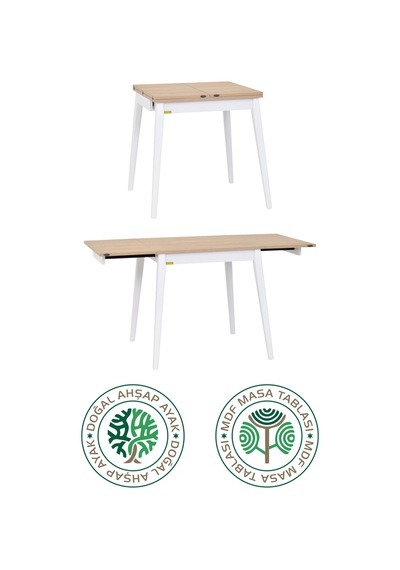 Vilinze Avanos Ahşap Katlanır Kanatlı Mdf Mutfak Masası - 70x70+70 70x140 Cm Naturel Beyaz Vilinze Avanos Ahşap Katlanır Kanatlı Mdf Mutfak Masası - 70x70+70 70x140 Cm Naturel Beyaz