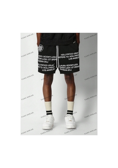 Tarzsokak Y2k Unisex Yaz Şort Bermuda Harajuka Anime Retro Kod-11517 Siyah