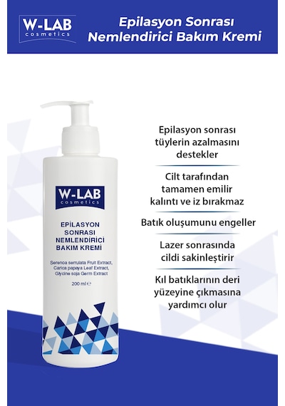 W-Lab Cosmetics Epilasyon Sonrası Nemlendirici Bakım Kremi 200 ML