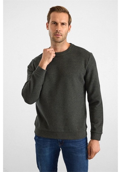 Süvari Haki Regular Düz Bisiklet Yaka Sweatshirt Ssw2013700003-yh1