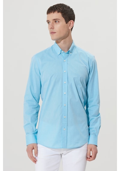 AC&Co / Altınyıldız Classics ERKEK TURKUAZ Slim Fit Dar Kesim Düğmeli Yaka %100 Pamuk Filafil Desenli Gömlek Turkuaz AC&Co / Altınyıldız Classics ERKEK TURKUAZ Slim Fit Dar Kesim Düğmeli Yaka %100 Pamuk Filafil Desenli Gömlek Turkuaz