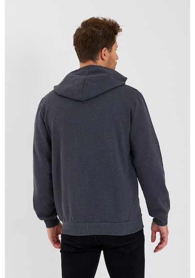 Comeor Kanguru Cepli Kapüşonlu Fermuarlı İçi Pamuklu Erkek Sweatshirt Antrasit 001 Antrasit
