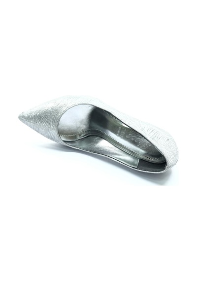 Seribo Desen Detaylı Stiletto Kadın Topuklu Ayakkabı GÜMÜŞ