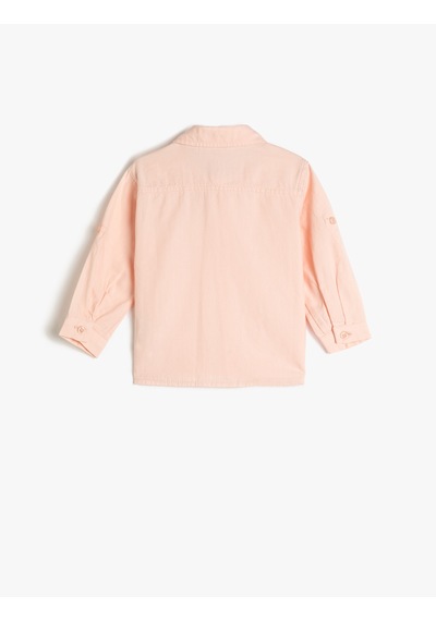 Koton Gömlek Pamuklu Uzun Kollu Cep Detaylı Pembe 3smb60057tw 3SMB60057TW268 Pembe