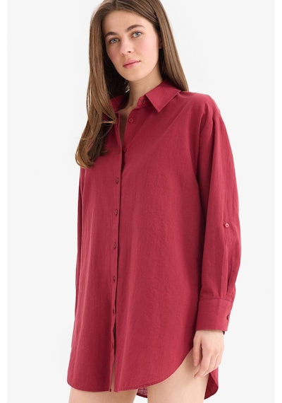 DeFacto Regular Fit Pamuklu Plaj Gömleği-Fall in Love W8241AZ25SMBR285 Bordo