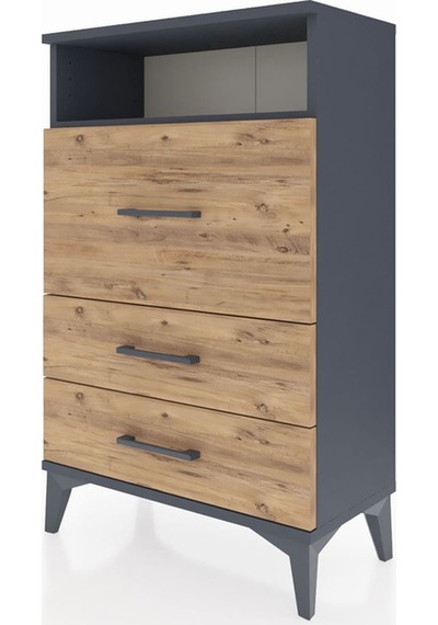 Arges Komodin Tek Raflı 3 Çekmeceli 60x30x96 Antrasit-çam Antrasit Arges Komodin Tek Raflı 3 Çekmeceli 60x30x96 Antrasit-çam Antrasit