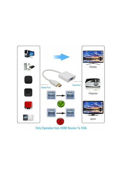 Hdmi To Vga Ses Çıkışlı Kablo Çevirici Dönüştürücü  Adaptör