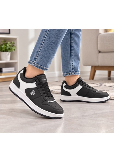 Papucumun Dünyası Unisex Bağcıklı Hafif Sport Tasarım Günlük Mevsimlik Sneaker Siyah