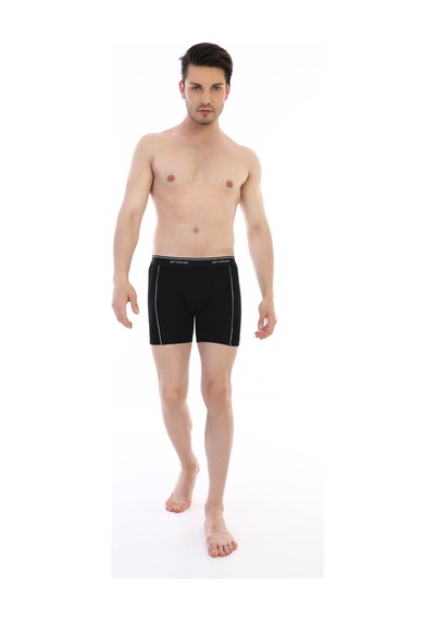 Çift Kaplan Erkek Elastanlı Biyeli Siyah Uzun Boxer 855 Siyah