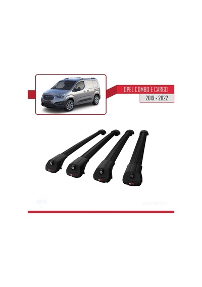 Opel Combo E Panelvan 2019-2022 Arası İle Uyumlu Ace-1 Ara Atkı Tavan Barı Siyah 4 Adet Bar