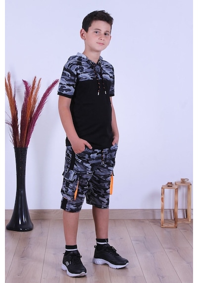 Fyk Kids Kamufulaj Desenli Erkek Çocuk Alt Üst Takımı Gri