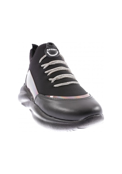 Dgn 315-23y Kadin Kalin Taban Strech Detayli Silver Taş Bağcikli Sneakers Ayakkabi 315-2026-R1534 Siyah