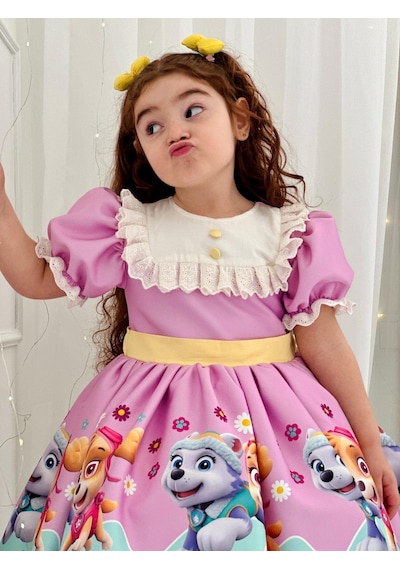 H L Y Karol Tasarım Paw Patrol Vintage Kız Bebek Elbise,doğum Günü Elbise,fotoğraf Çekim Elbise,0-12 Yaş Uygun Lila